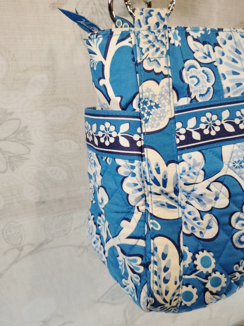 Vera Bradley Blue and White Quilted Floral Shoulder Bag